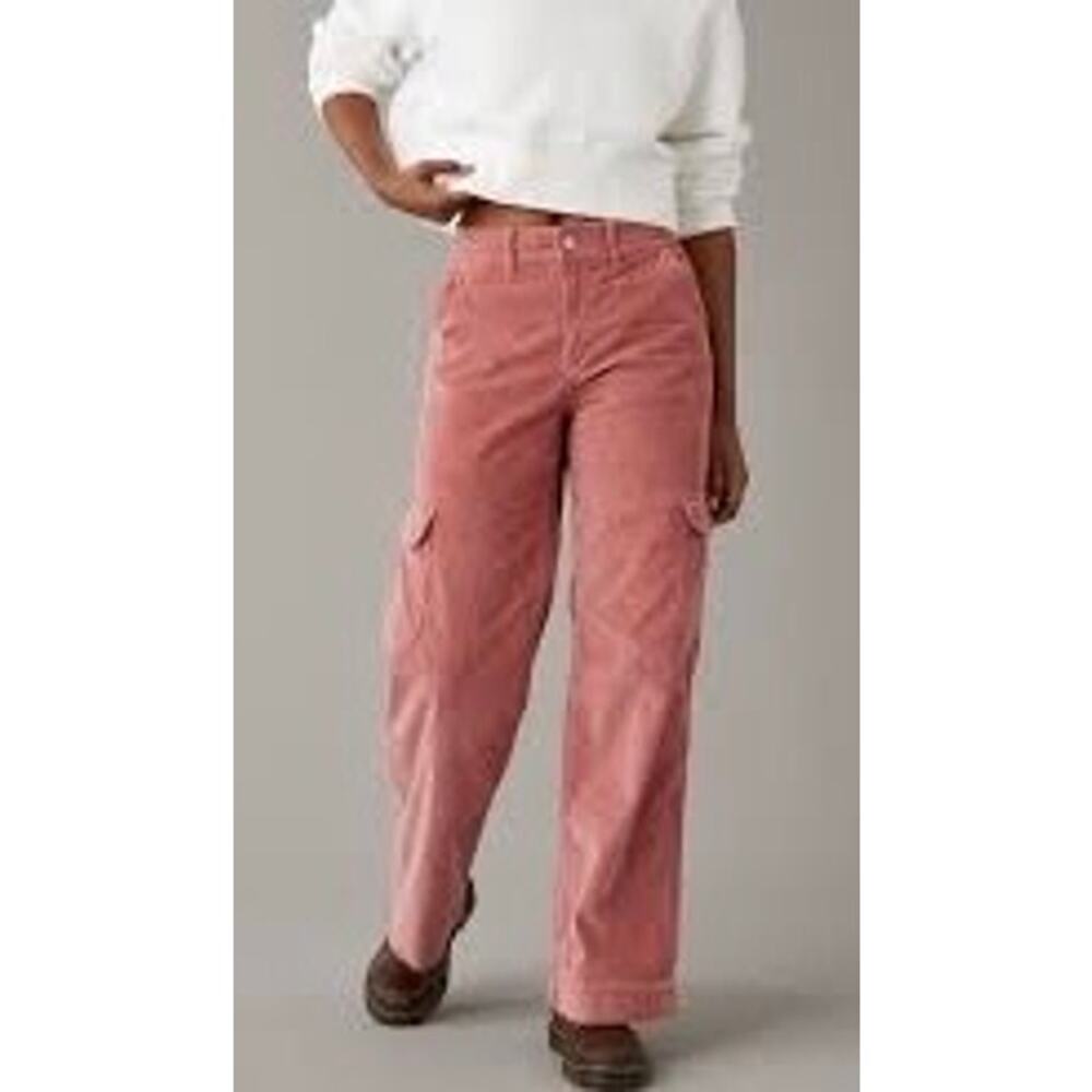 American Eagle Outfitters Wide-Leg Corduroy Pants in Dusty Rose